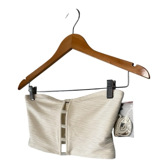 Carmen Marc Valvo Bandeau Crop Bikini Top - Wave Texture STYLE: C3S487 - Picture 6 of 12